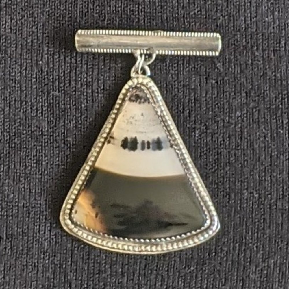 Vintage Montana Agate Pendant on SS Bar Pin